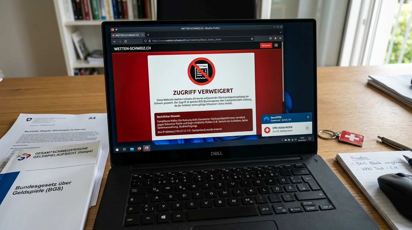 VPN Risiken bei gesperrten Sportwetten Anbietern Schweiz steuerliche und rechtliche Folgen
