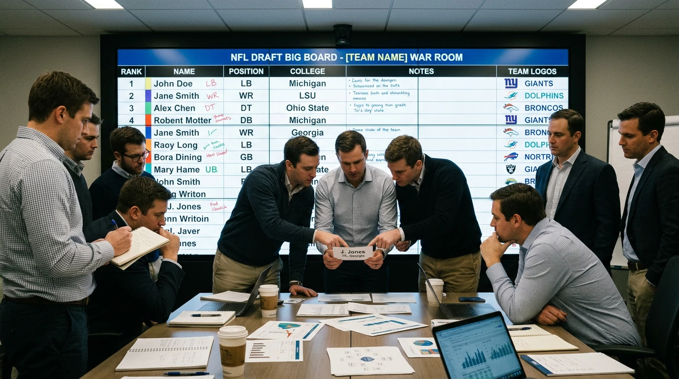 NFL Draft Pick Board mit Teamlogos und Spielernamen – Übersicht der Wettmärkte für den ersten Pick