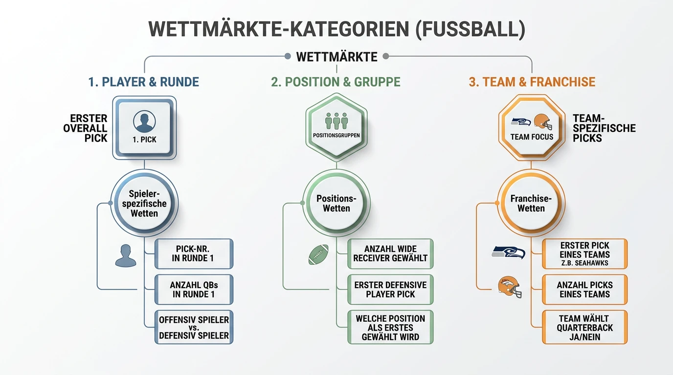 NFL Draft Märkte Übersicht – First Pick, Positionsgruppen und Team-Auswahl als Wettoptionen