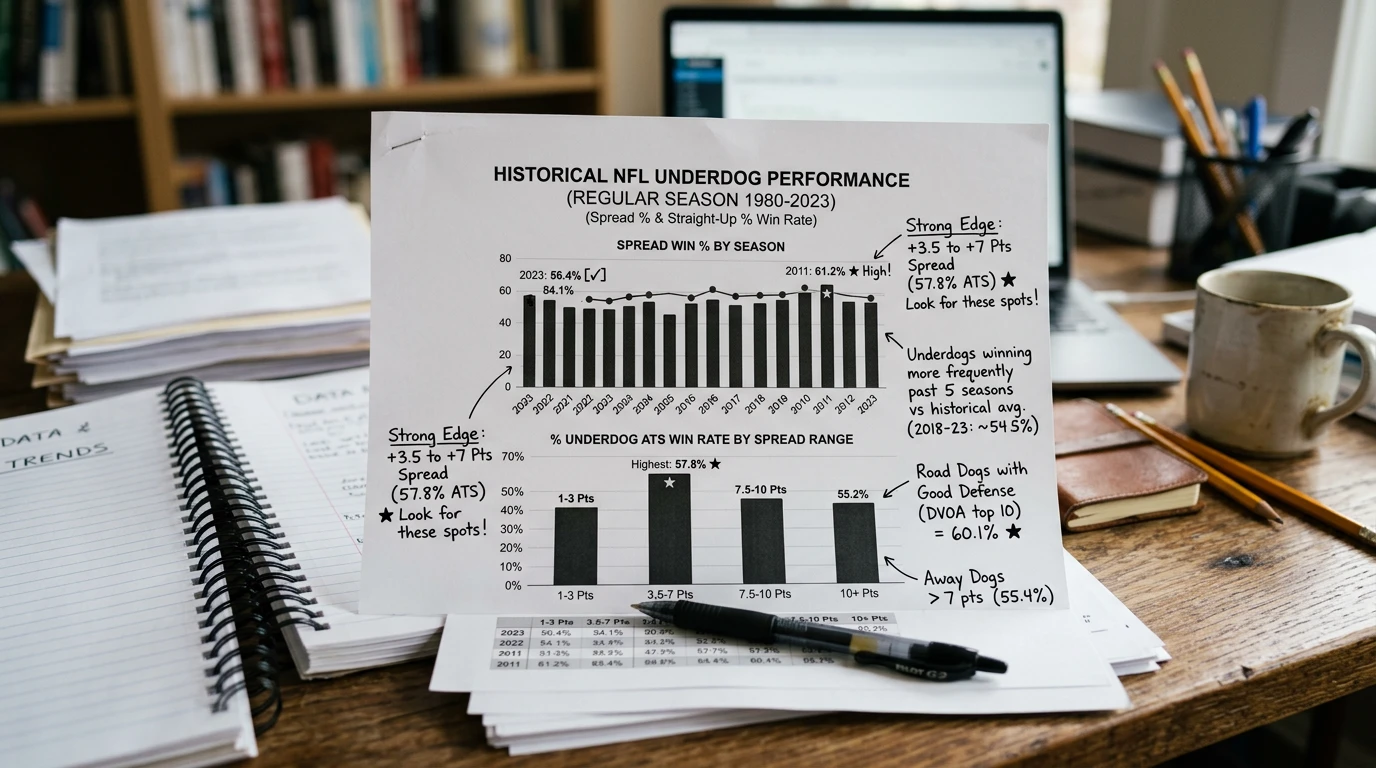NFL Underdog Moneyline Wett-Wert Aussenseiter Quote und historische Siegrate Regular Season