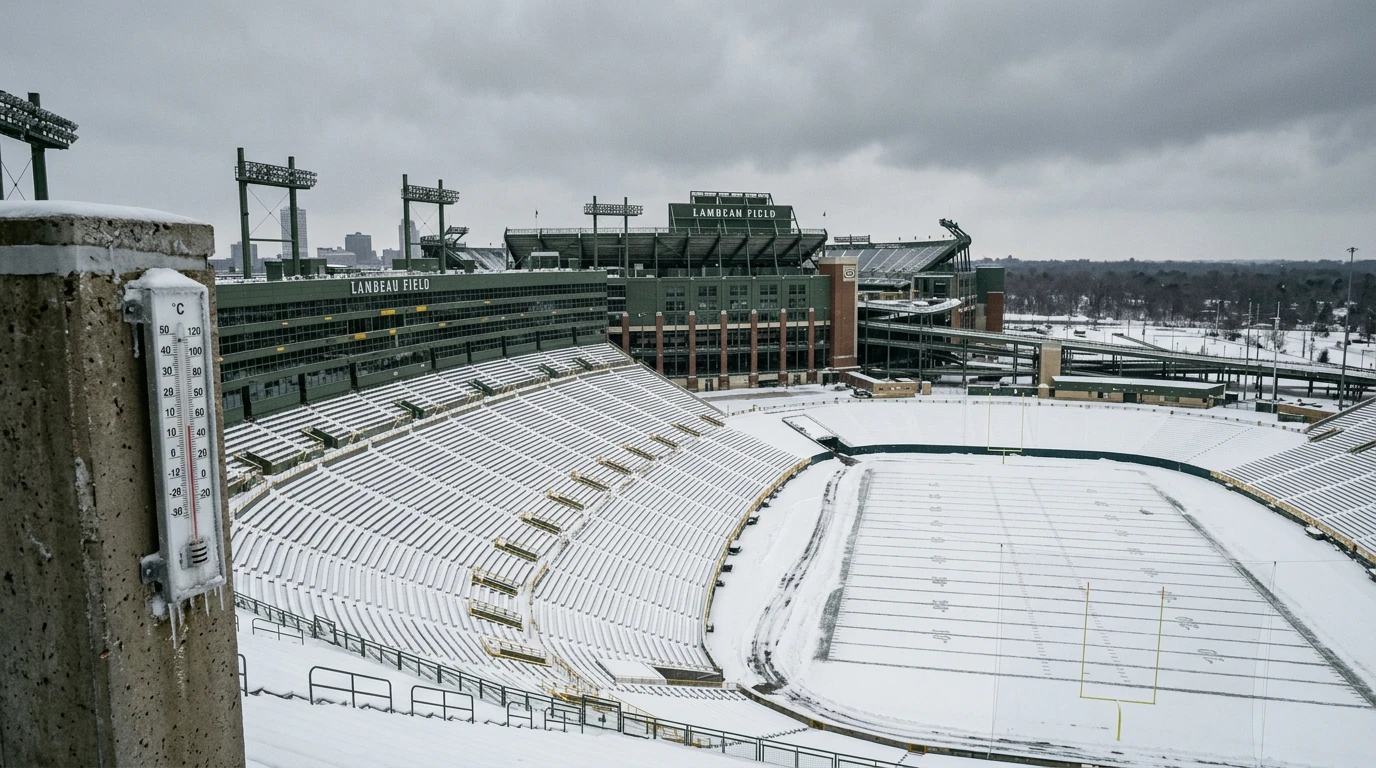 NFL Outdoor Stadion Winterwetter Lambeau Field Under Wette bei Kälte und Wind