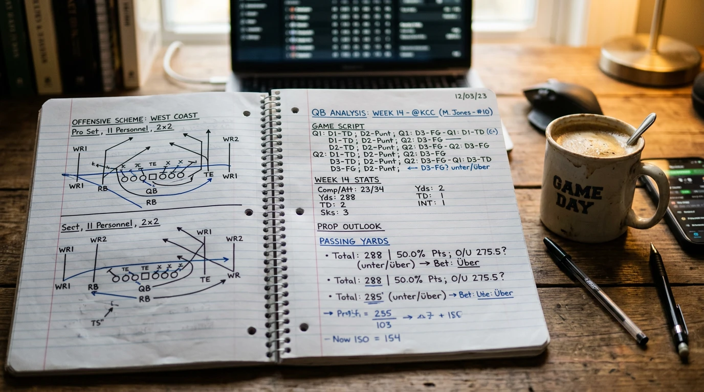 NFL Passing Yards Prop Quarterback Leistung schätzen Game Script Defense Matchup Analyse