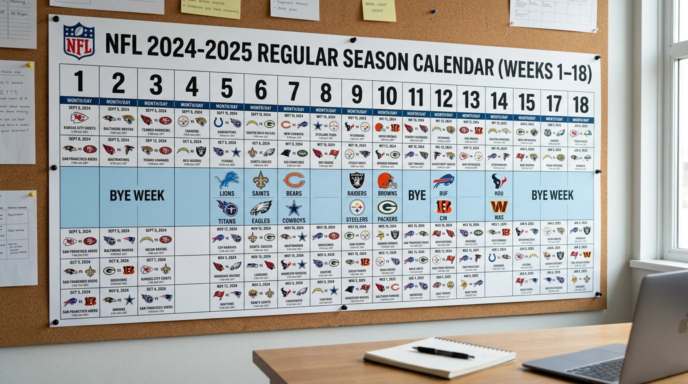 NFL Regular Season Spielwochen-Struktur – 18 Wochen Wettkalender für American Football Tipper in der Schweiz