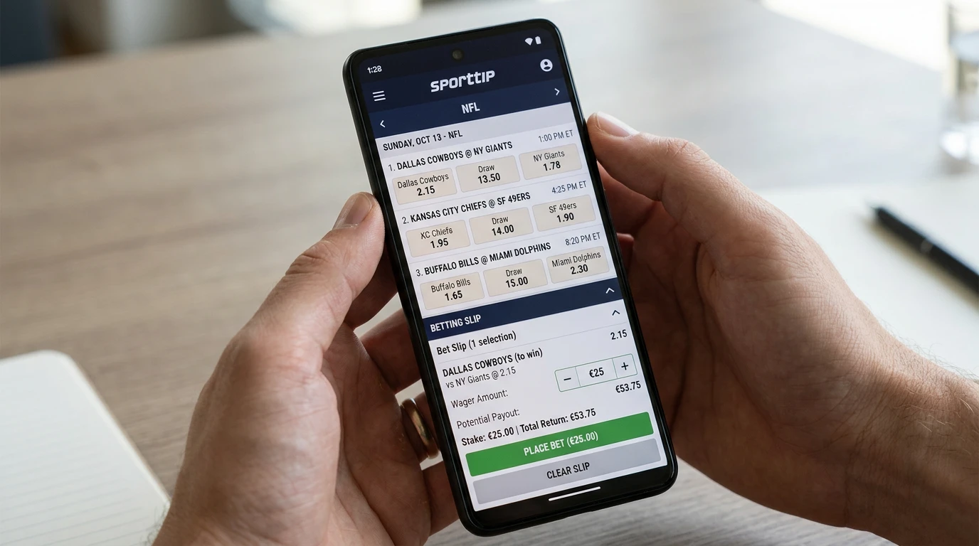 Sporttip Mobile App NFL Wetten – Wettschein auf dem Smartphone für Schweizer NFL-Anfänger