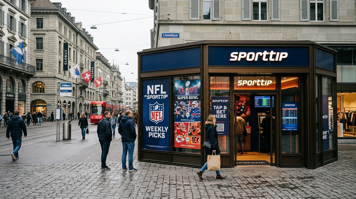Schweizer NFL-Wettmarkt mit Sporttip-Verkaufsstellen und Online-Plattform für american football Wetten