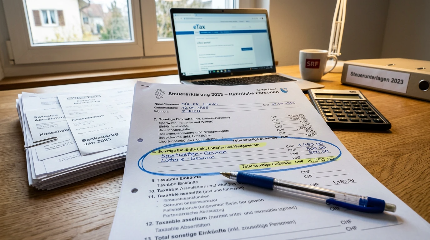 Steuererklärung Schweiz Sportwetten Gewinne korrekt deklarieren NFL Wetten