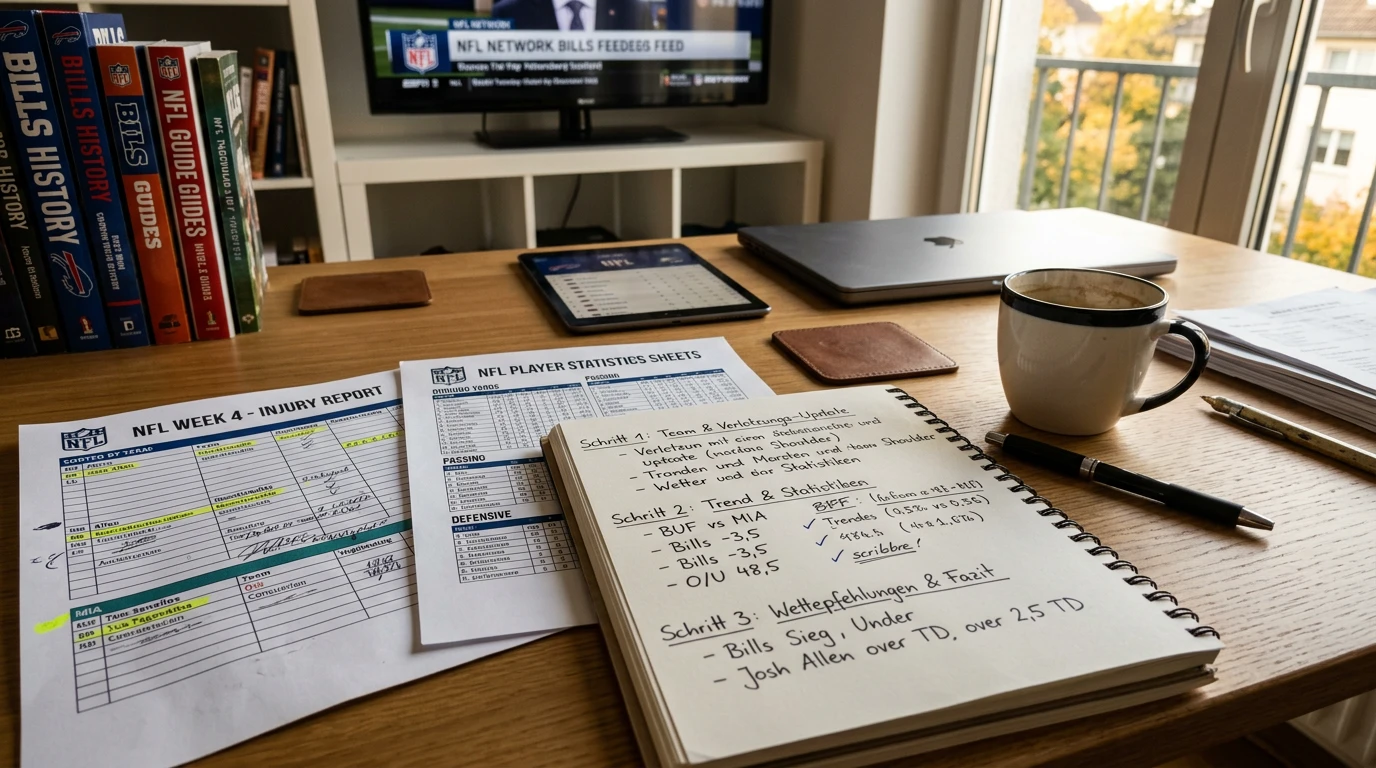 NFL Spread Analyse Schritte Verletzungsbericht Linienbewegung und Matchup-Check vor Wettabschluss