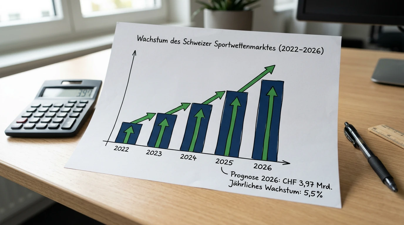 Wachstum des Schweizer NFL-Wettmarkts und Gesamtumsatz legaler Sportwetten in der Schweiz 2024