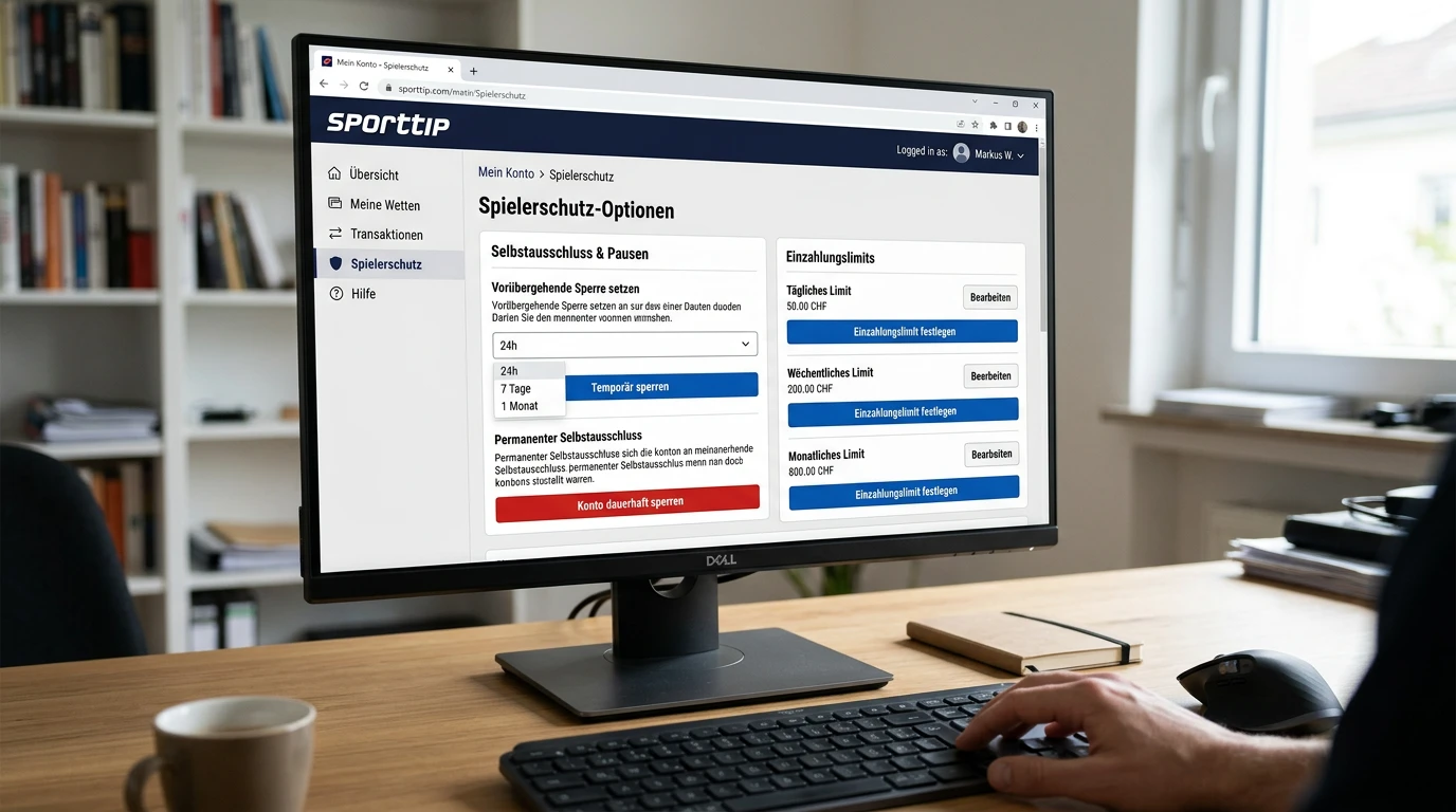 Selbstsperre und Einzahlungslimits bei Sporttip Schweiz für verantwortungsvolles Wetten