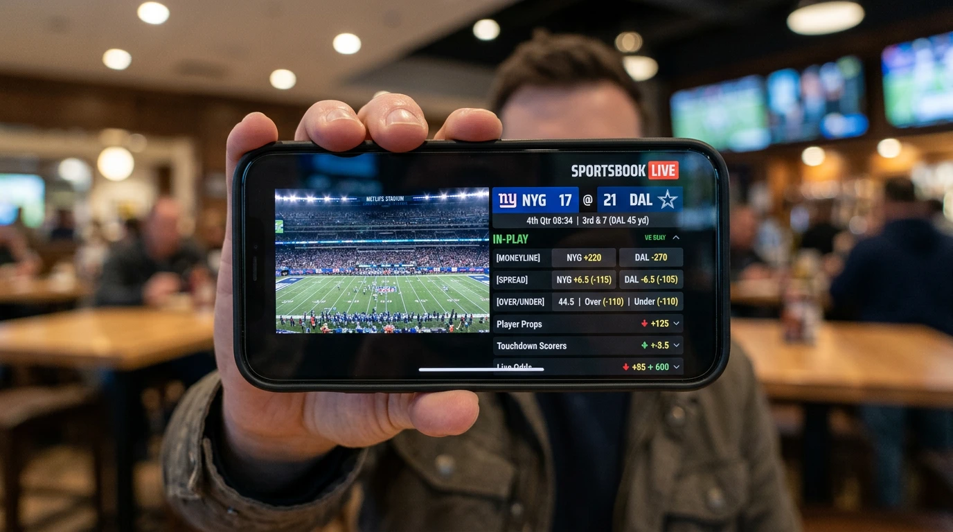 NFL Live Wetten bei Sporttip in Echtzeit während eines American Football Spiels