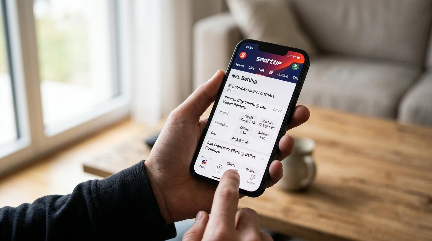 Sporttip Mobile App NFL Wetten auf Smartphone mit Live Quoten und Einzahlung