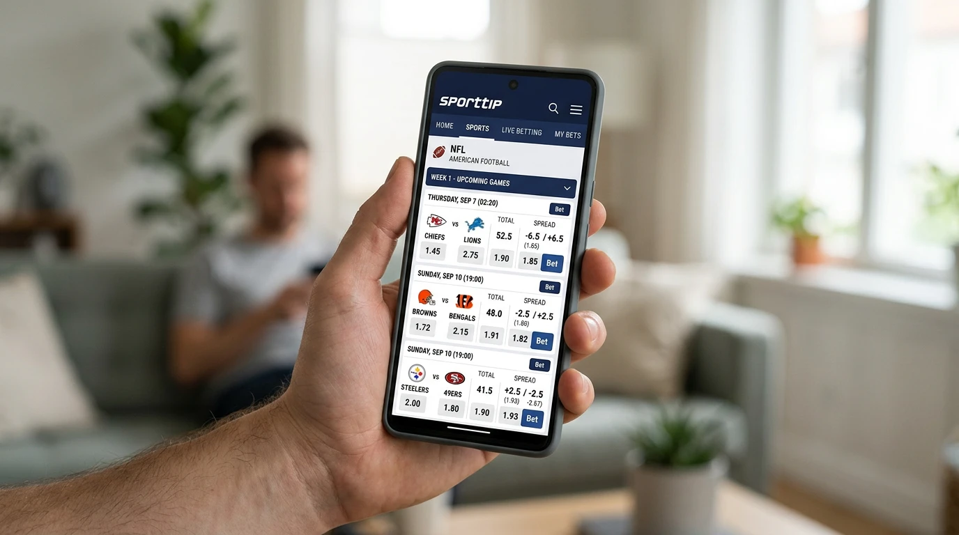 Sporttip App NFL Wetten Schweiz Mobile Benutzeroberfläche und Funktionen