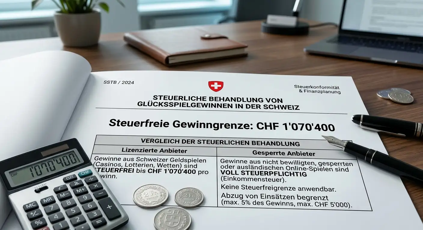 Schweizer Sportwetten Steuerfreigrenze CHF 1 070 400 – Unterschied zwischen lizenzierten und unlizenzierten Anbietern