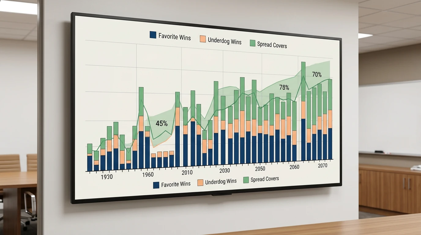 Historische Statistik Super Bowl Favoritensiege und ATS Bilanz seit NFL Merger
