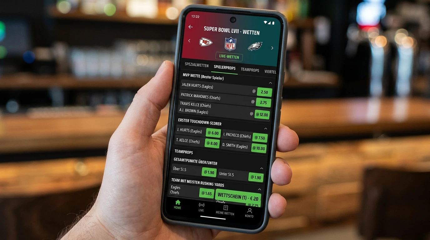 Sporttip Super Bowl Prop Bets Verfügbarkeit: Sonderwetten bei der legalen Schweizer Wettoption